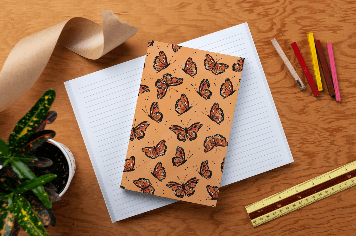 Flying Monarch Layflat Journal Notebook - Veranda Cafe & Mercantile