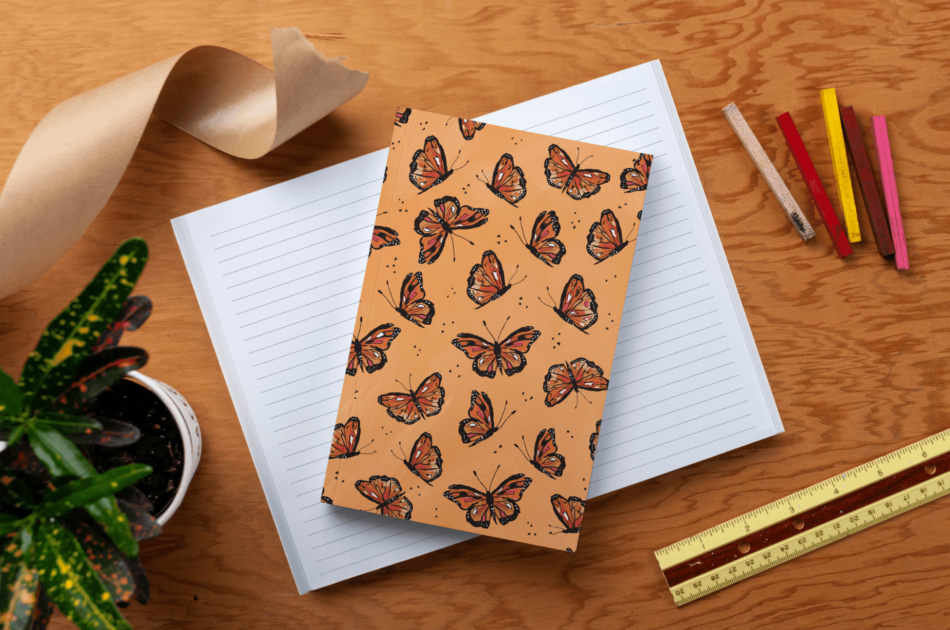 Flying Monarch Layflat Journal Notebook - Veranda Cafe & Mercantile