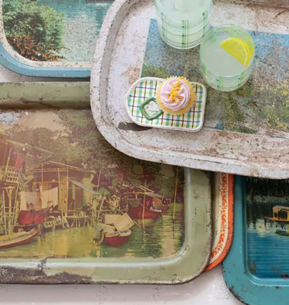 Found Decorative Metal Tray with Heavily Distressed Finish - Veranda Cafe & Mercantile