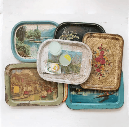 Found Decorative Metal Tray with Heavily Distressed Finish - Veranda Cafe & Mercantile