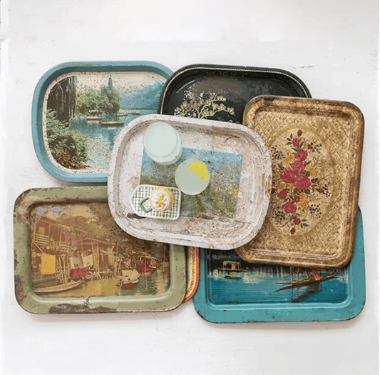 Found Decorative Metal Tray with Heavily Distressed Finish - Veranda Cafe & Mercantile