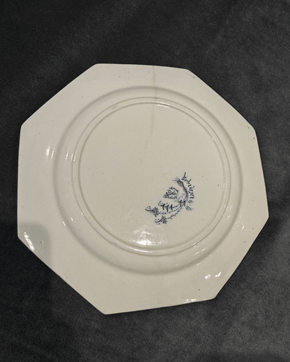 French Antique Octagonal Clairefontaine Indiana Plate with crack - Veranda Cafe & Mercantile