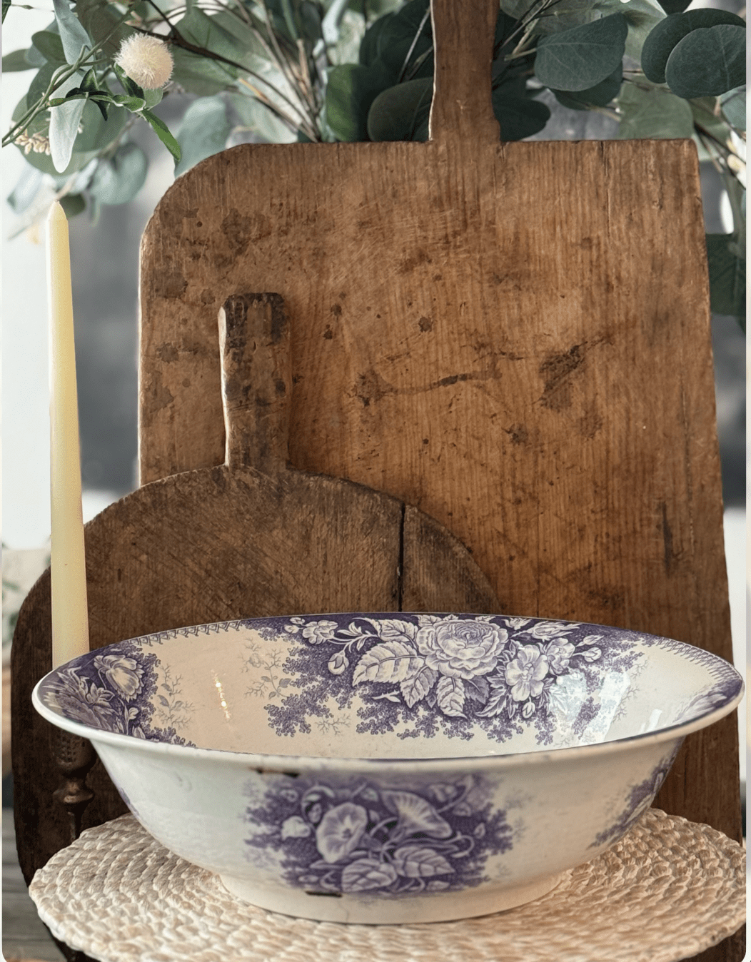 French Antique Sarreguemines Lavender Wash Basin - Veranda Cafe & Mercantile