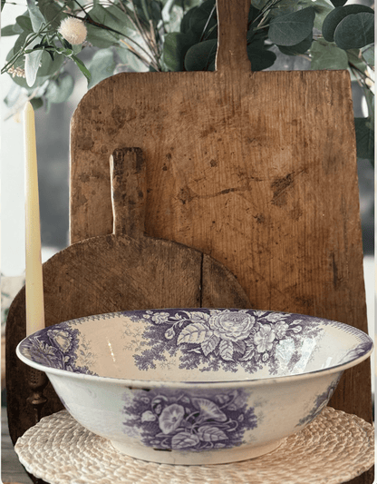 French Antique Sarreguemines Lavender Wash Basin - Veranda Cafe & Mercantile