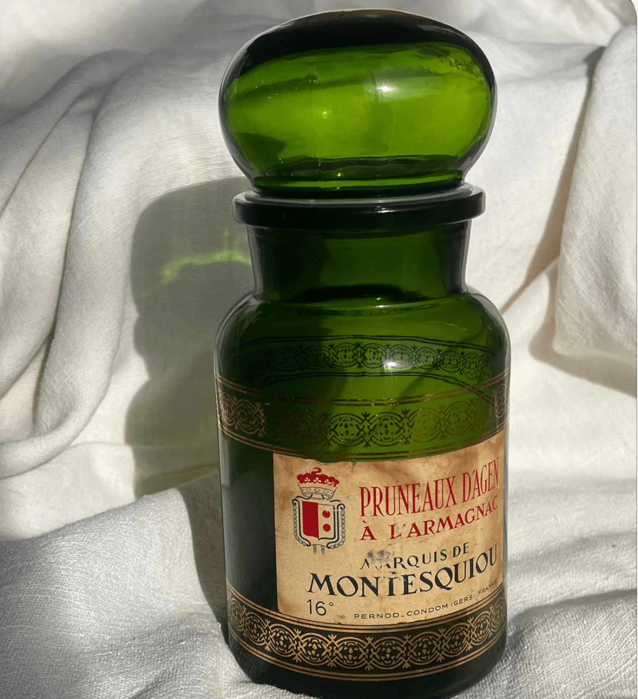 French Vintage Green Glass Prune Jar - Veranda Cafe & Mercantile