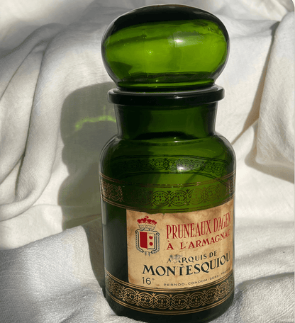 French Vintage Green Glass Prune Jar - Veranda Cafe & Mercantile