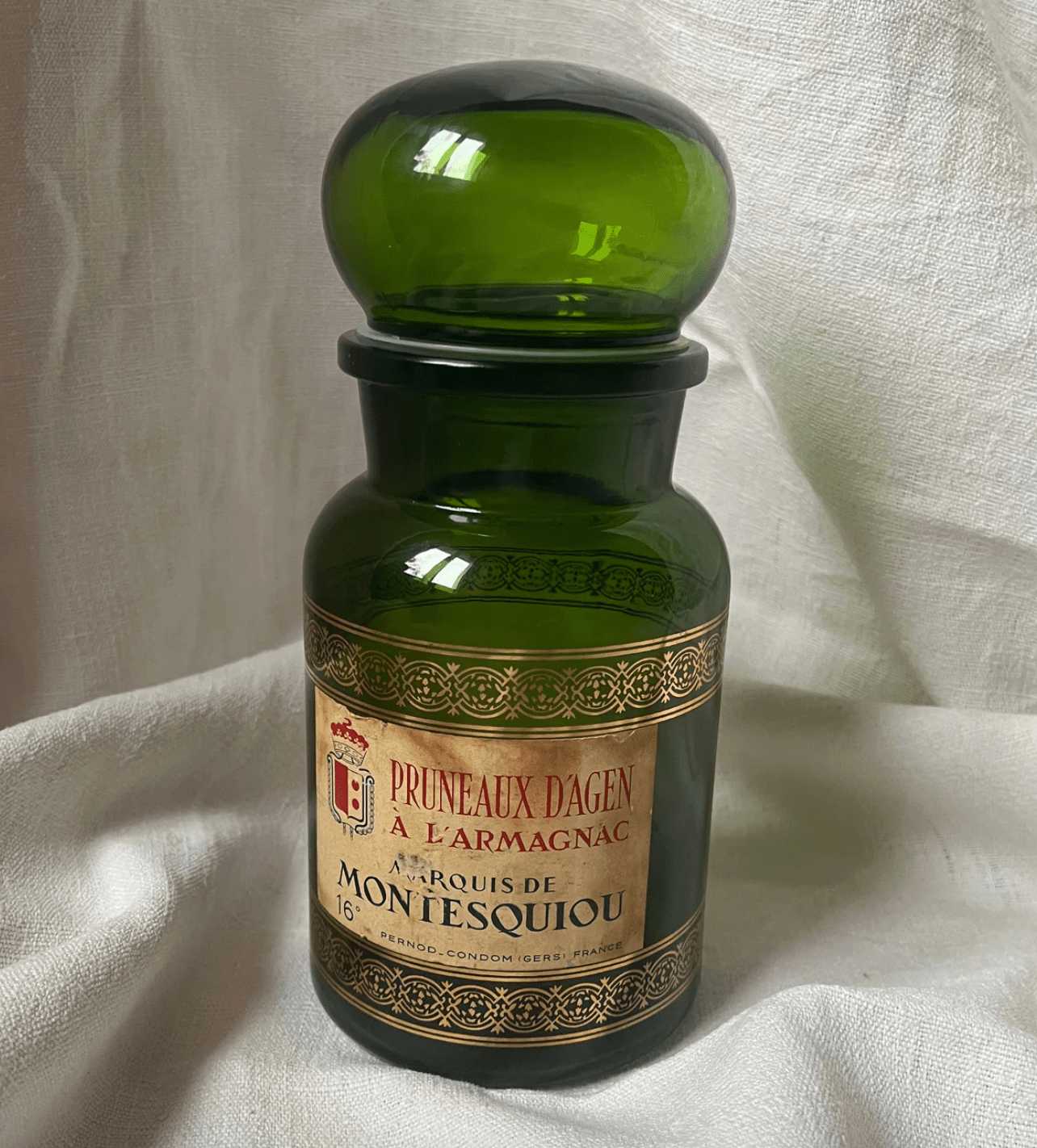French Vintage Green Glass Prune Jar - Veranda Cafe & Mercantile