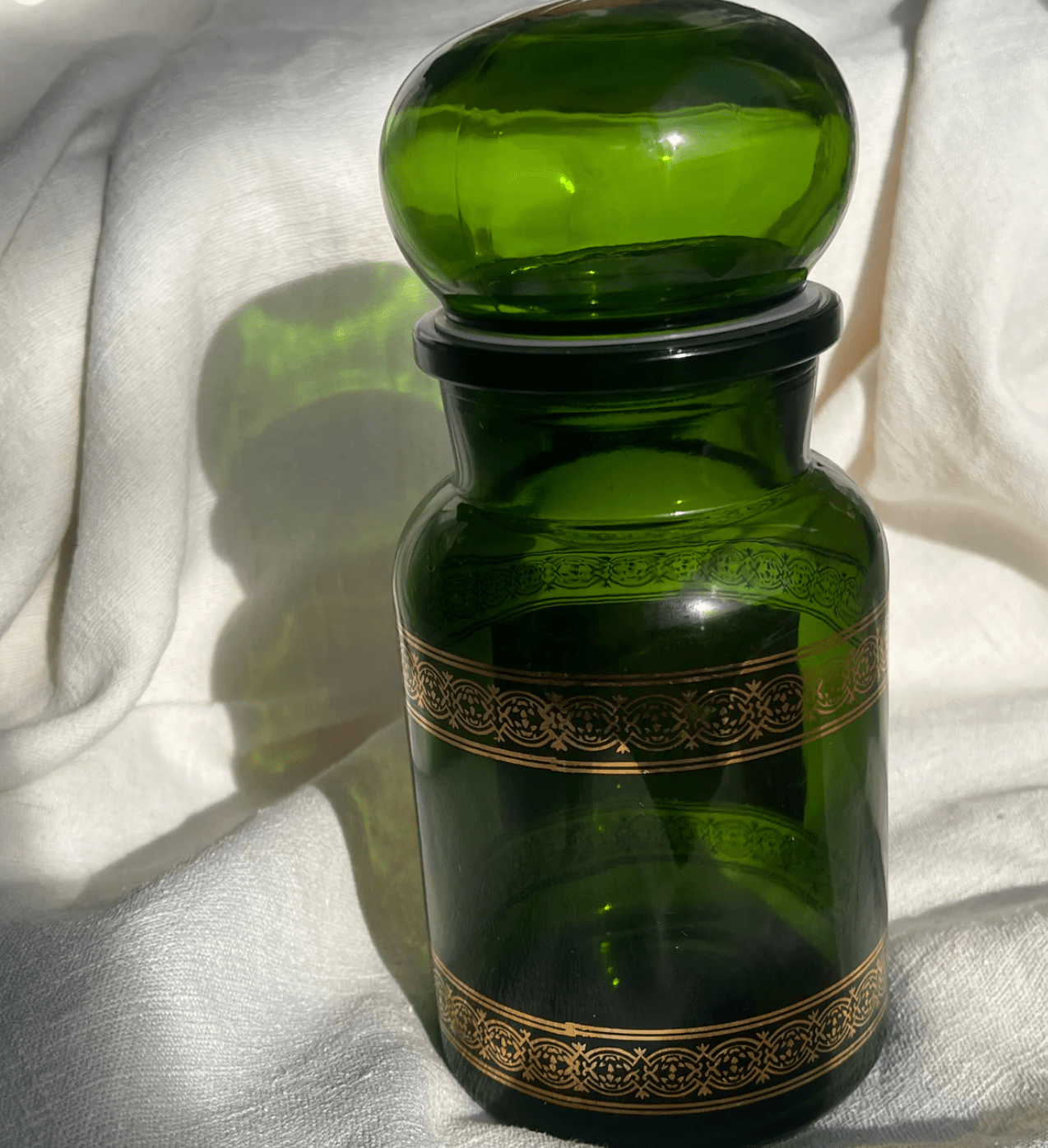 French Vintage Green Glass Prune Jar - Veranda Cafe & Mercantile
