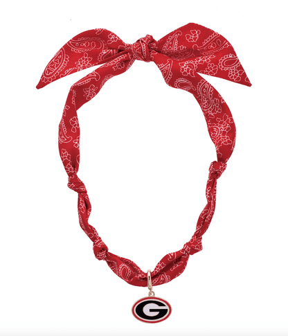 Georgia Bulldogs Logo Bandana Scarf Necklace - Veranda Cafe & Mercantile