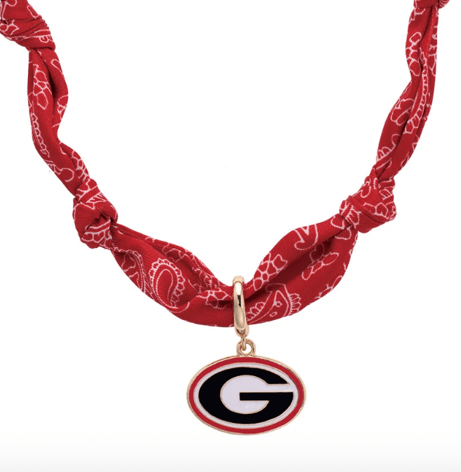 Georgia Bulldogs Logo Bandana Scarf Necklace - Veranda Cafe & Mercantile