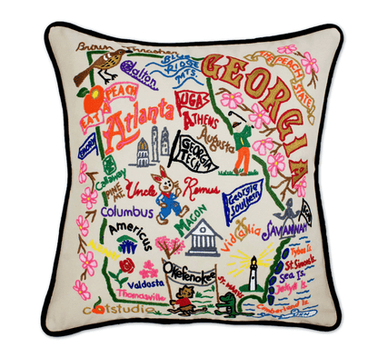 Georgia Hand - Embroidered Pillow - Veranda Cafe & Mercantile