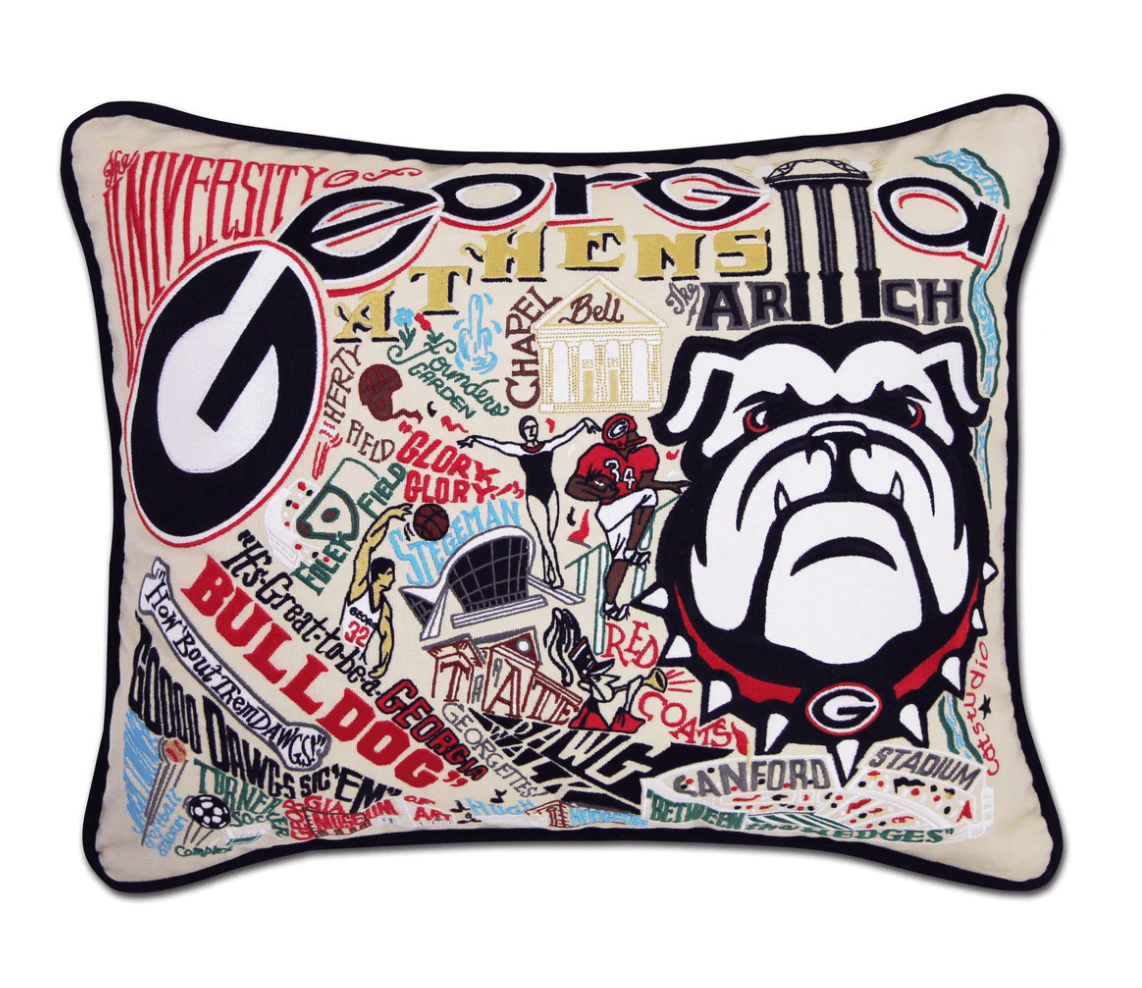 Georgia, University of Embroidered Pillow - Veranda Cafe & Mercantile