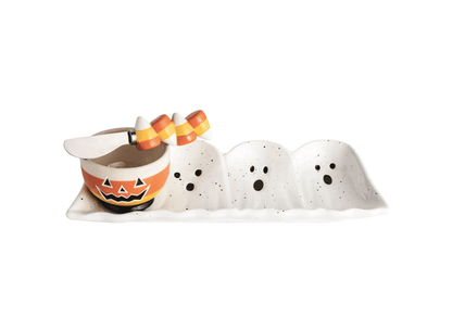 Glow Ghost Tidbit & Tray Set - Veranda Cafe & Mercantile