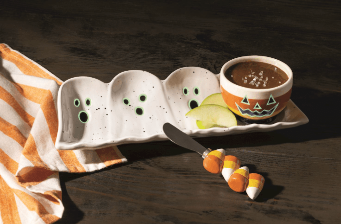 Glow Ghost Tidbit & Tray Set - Veranda Cafe & Mercantile