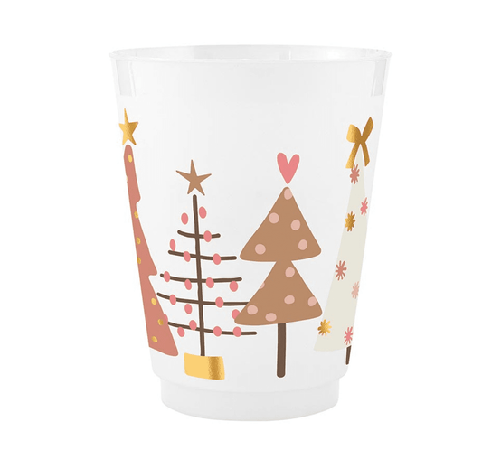 Gold Foil Frost Cups - Trees - Set of 8 - Veranda Cafe & Mercantile