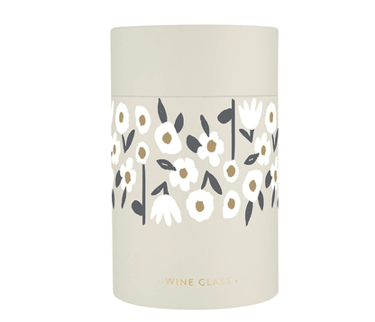 Gold Foil Stemless Wine Glass - Flowers - Veranda Cafe & Mercantile