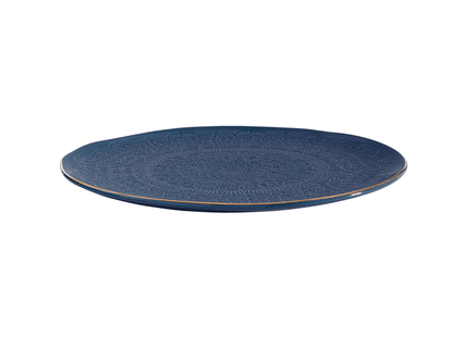 Gold Rim Stamped Ceramic Platter - 10" Dia - Veranda Cafe & Mercantile