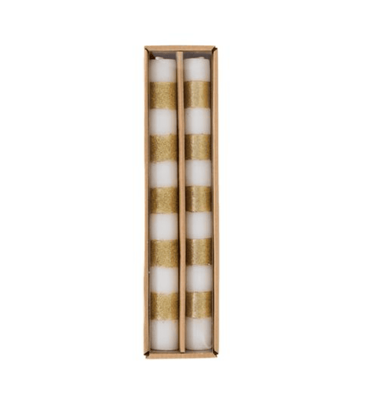 Gold Stripe Taper Candle Set - Veranda Cafe & Mercantile