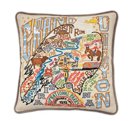 Grand Canyon Hand - Embroidered Pillow - Veranda Cafe & Mercantile