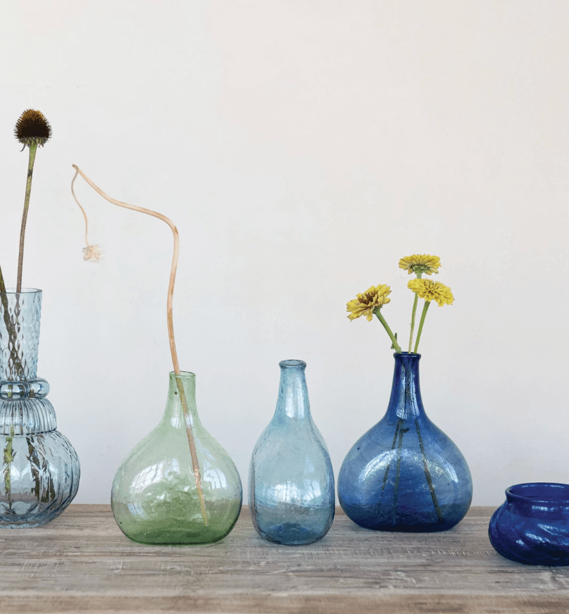 Hand - Blown Seeded Glass Vase - Veranda Cafe & Mercantile