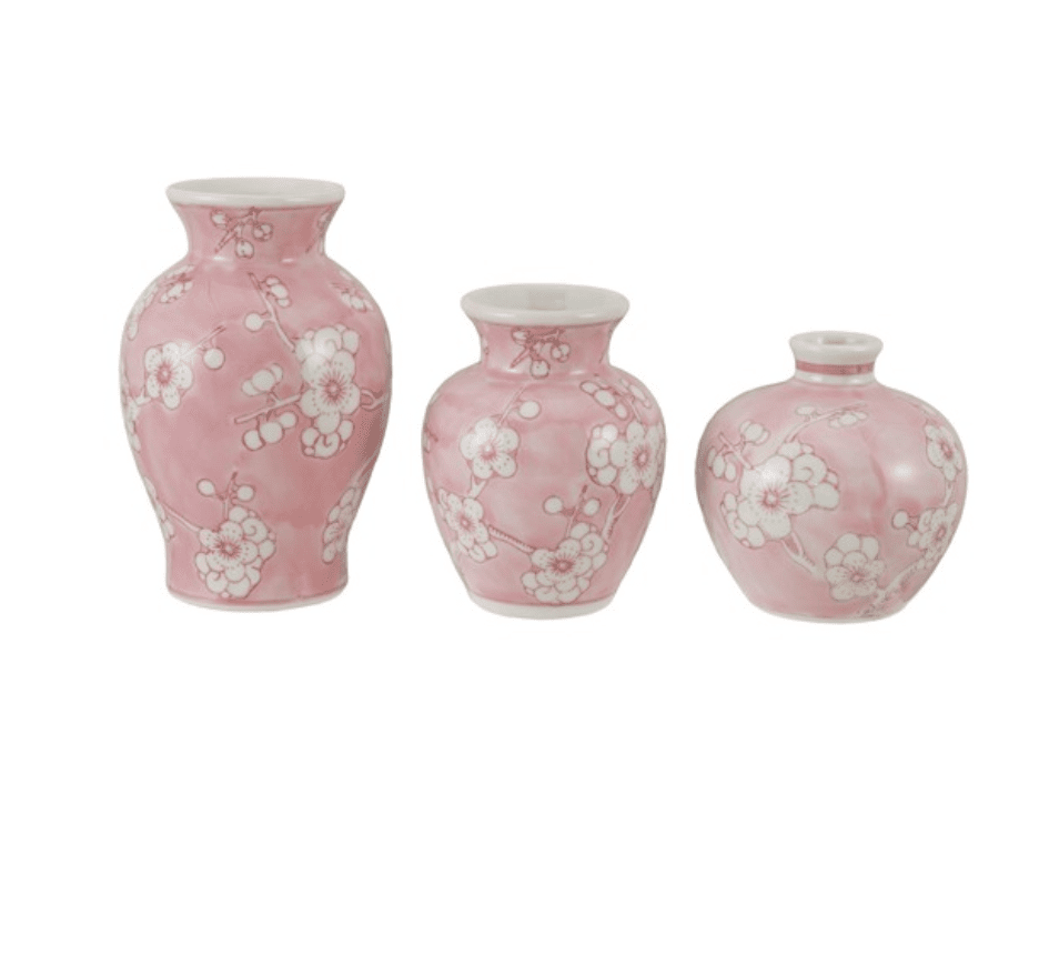 Hand - Painted Stoneware Vase W Cherry - Veranda Cafe & Mercantile