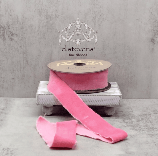 Hand - Torn Velvet Ribbon - Rose Pink - 1.5" x 10 Yards - Veranda Cafe & Mercantile