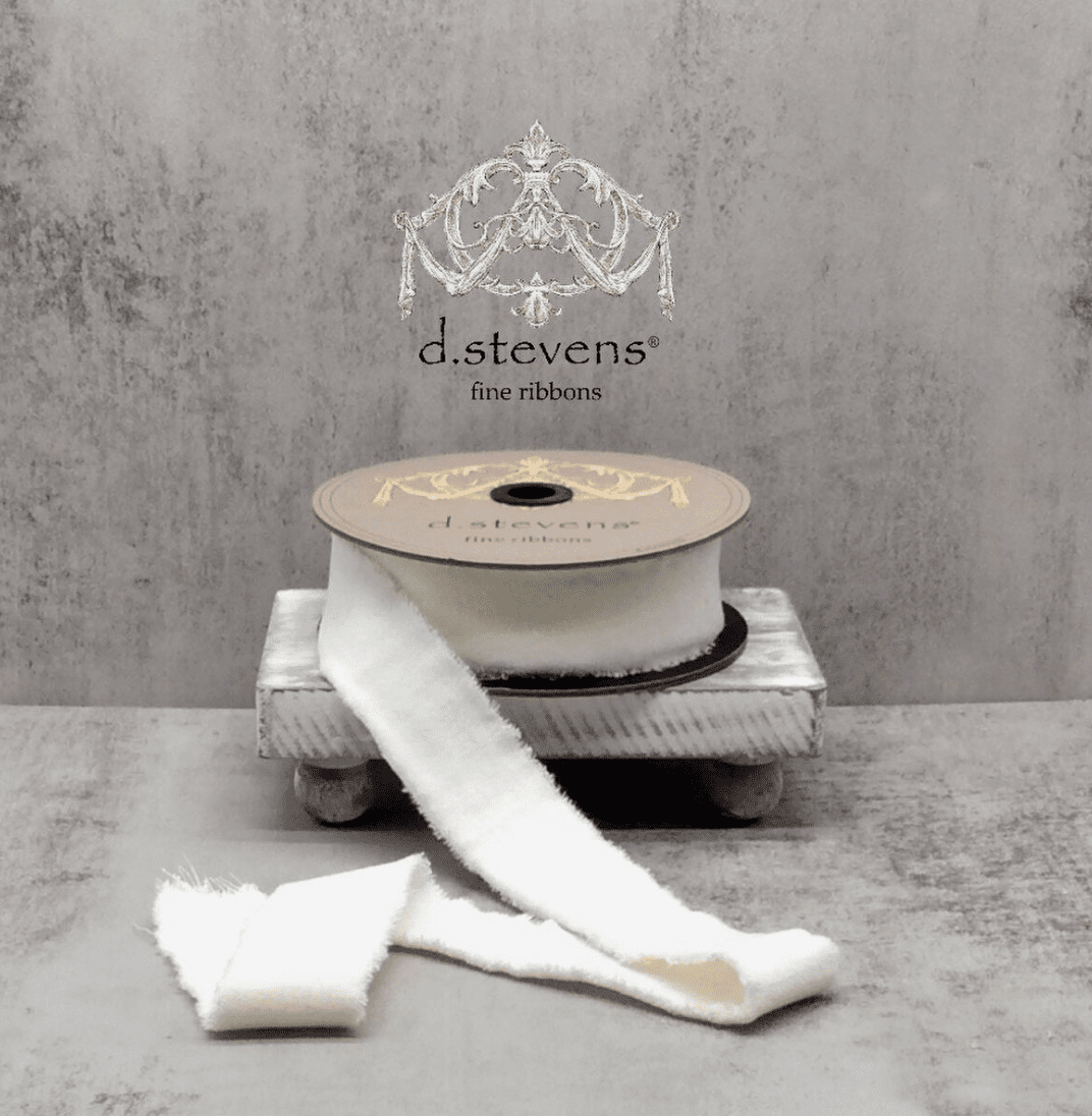 Hand - Torn Velvet Ribbon - White - 1.5" x 10 Yards - Veranda Cafe & Mercantile