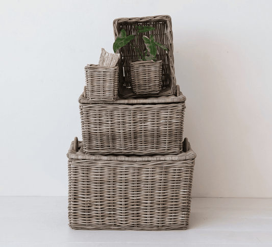 Hand - Woven Rattan Trunk w/ Handles - Veranda Cafe & Mercantile