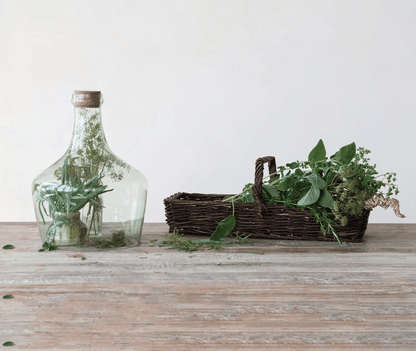 Hand - Woven Reed Basket with Handle - Veranda Cafe & Mercantile