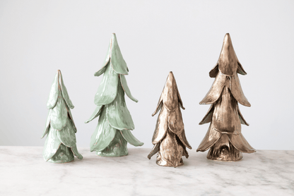 Handmade Stoneware Tree — 5½" Round × 11" H, Reactive Mint Glaze - Veranda Cafe & Mercantile