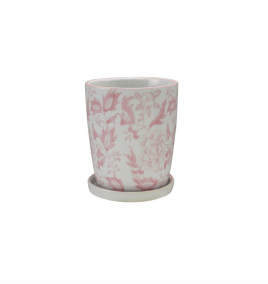 HandPainted Stoneware Planter Floral - Veranda Cafe & Mercantile