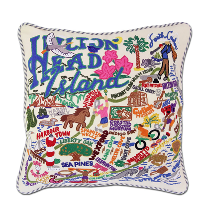 Hilton Head Hand - Embroidered Pillow - Veranda Cafe & Mercantile