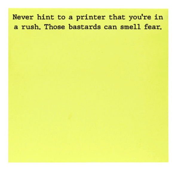 Hint to Printer Sticky Notes - Veranda Cafe & Mercantile