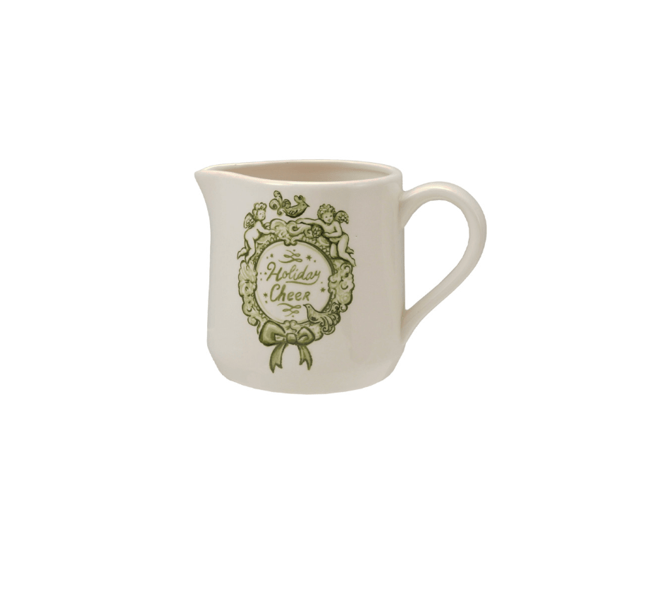"Holiday Cheer" Stoneware Creamer, 14 oz. - Veranda Mercantile