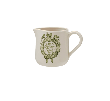 "Holiday Cheer" Stoneware Creamer, 14 oz. - Veranda Mercantile