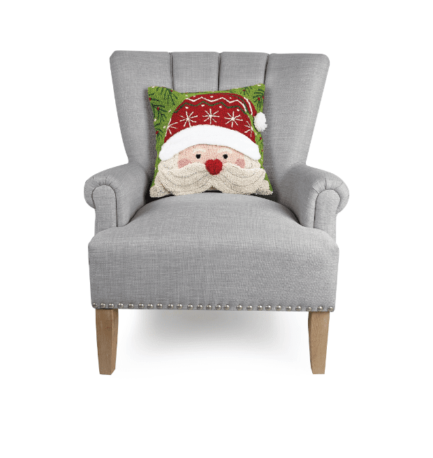 Holiday Collection 3D Santa Hooked Wool Square Pillow - Veranda Cafe & Mercantile