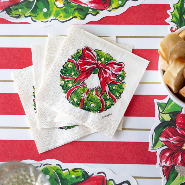 Holiday Wreath Cocktail Napkin - Veranda Cafe & Mercantile