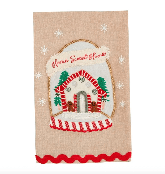 Home Gingerbread Embroidery Towel - Veranda Cafe & Mercantile