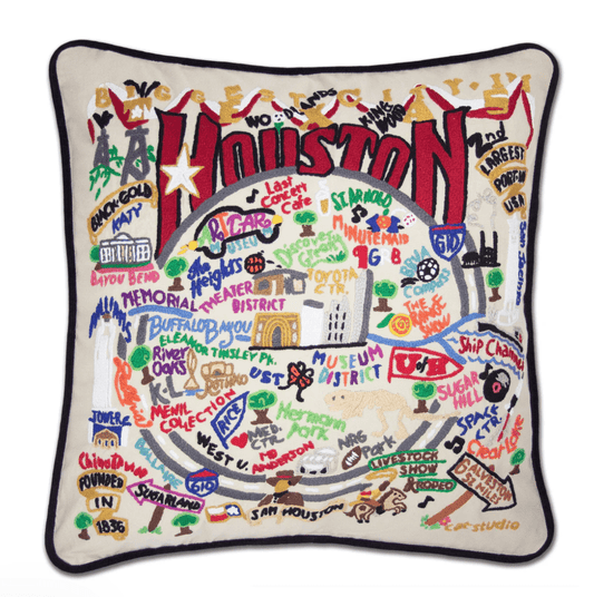 Houston Hand - Embroidered Pillow - Veranda Cafe & Mercantile