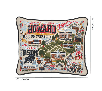 Howard University Embroidered Pillow - Veranda Cafe & Mercantile
