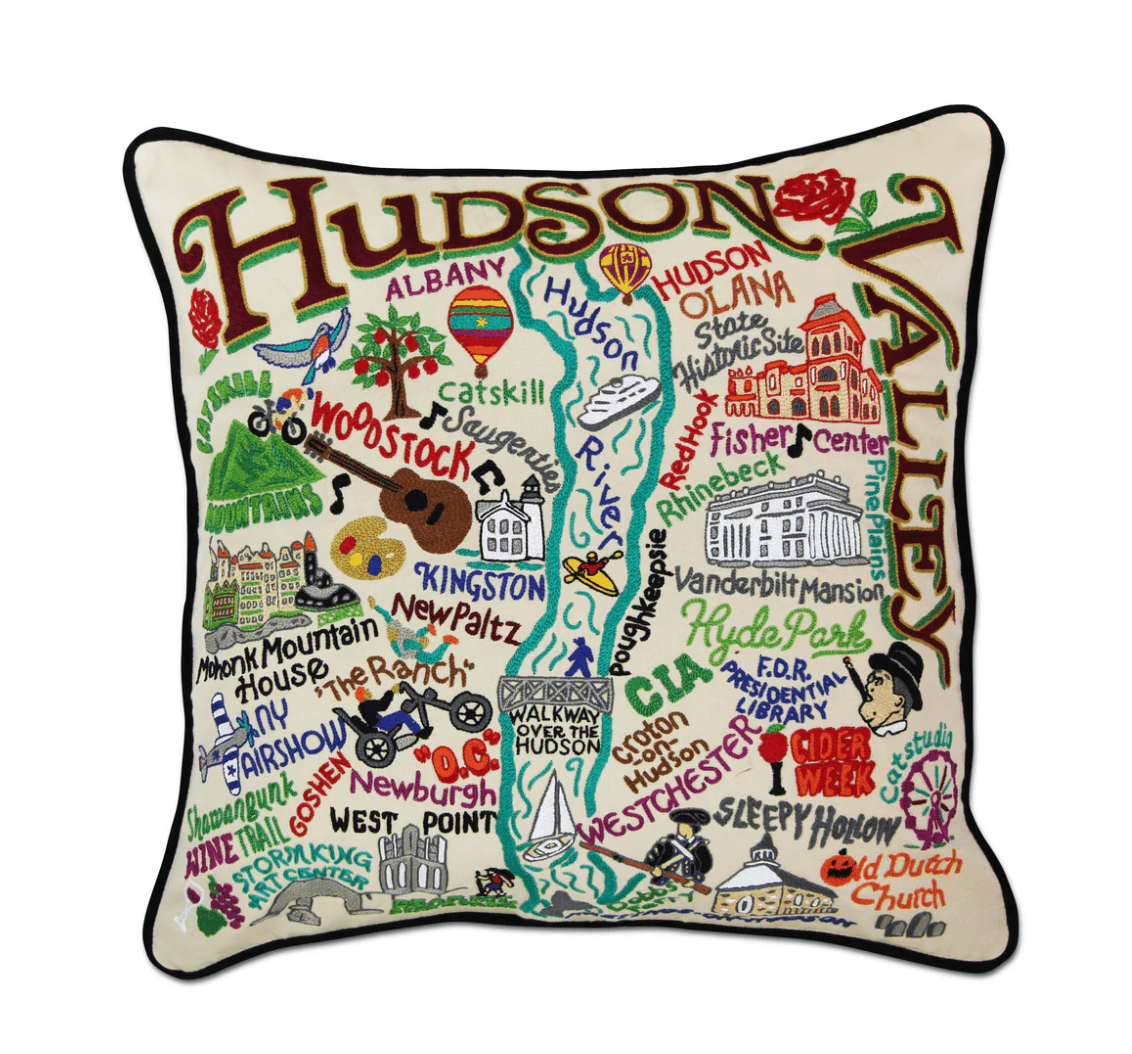 Hudson Valley Hand - Embroidered Pillow - Veranda Cafe & Mercantile