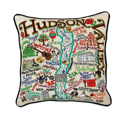Hudson Valley Hand - Embroidered Pillow - Veranda Cafe & Mercantile