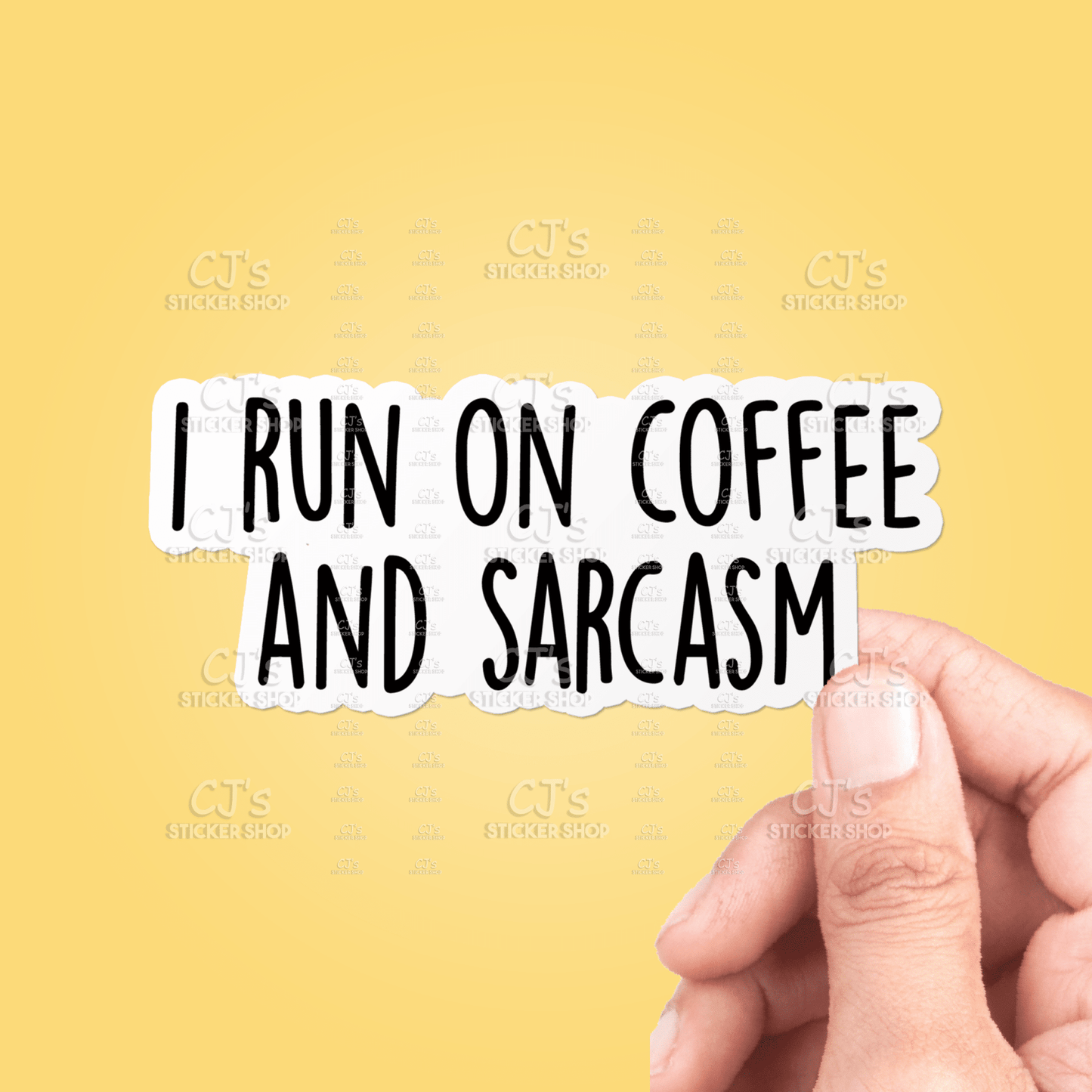 I Run On Coffee And Sarcasm Sticker Vinyl Decal - Veranda Cafe & Mercantile