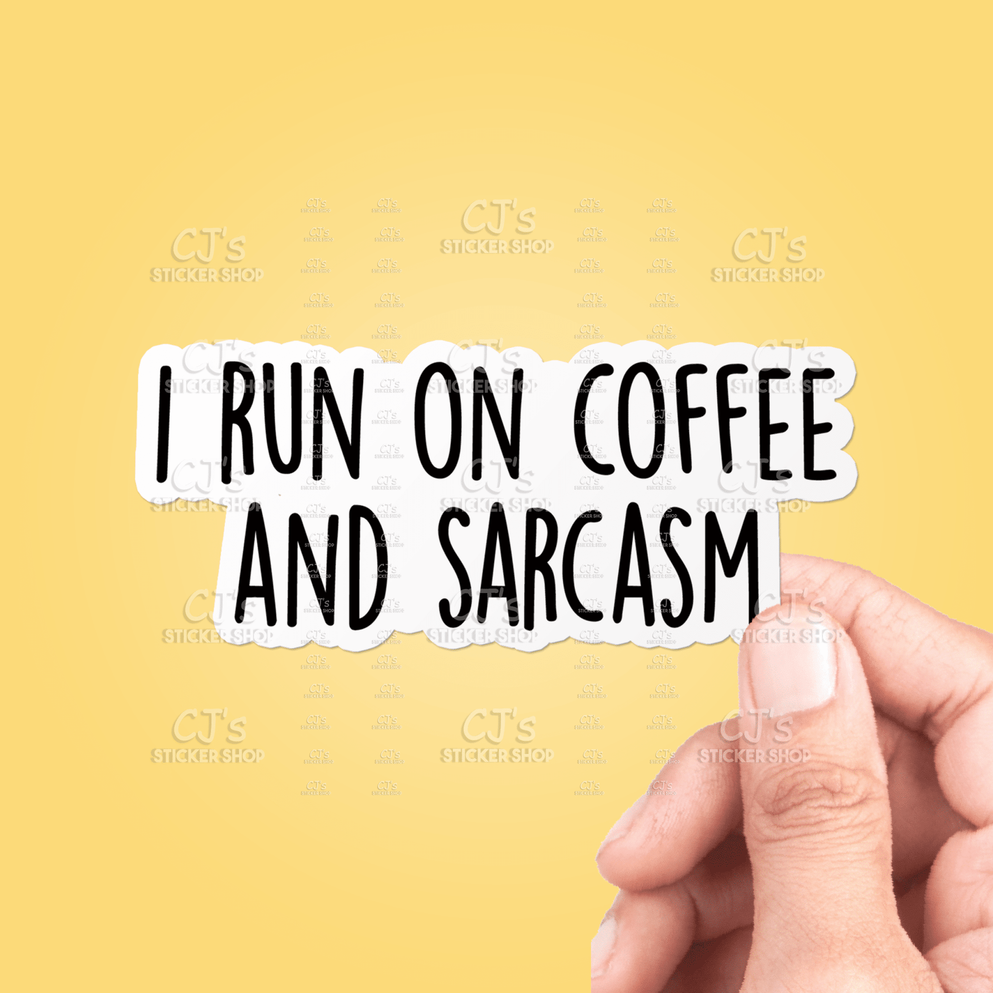 I Run On Coffee And Sarcasm Sticker Vinyl Decal - Veranda Cafe & Mercantile