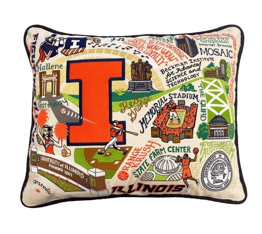 Illinois, University of Embroidered Pillow - Veranda Cafe & Mercantile