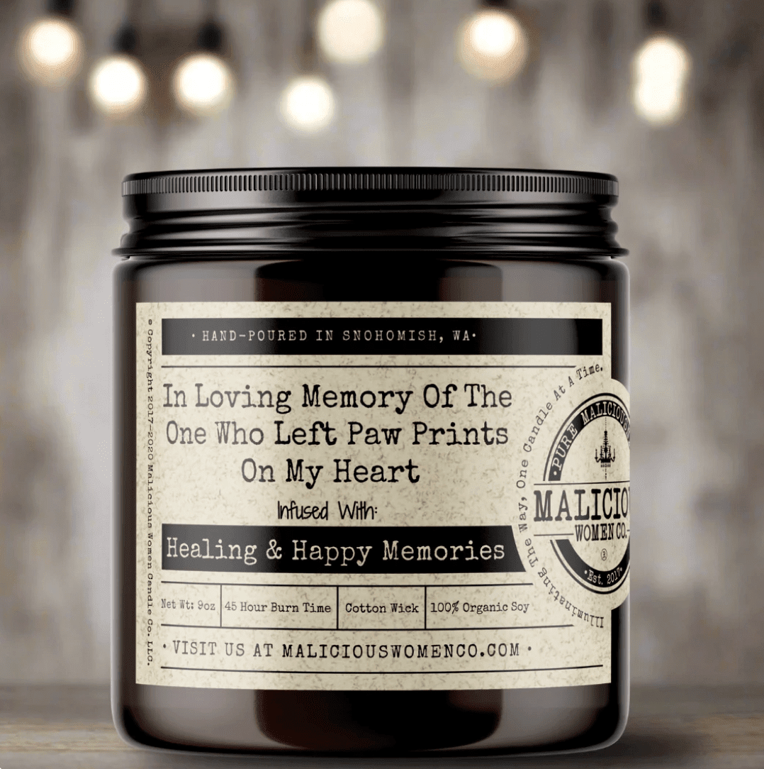 In Loving Memory Of The One Who Left Pawprints On My Heart Candle - Veranda Cafe & Mercantile