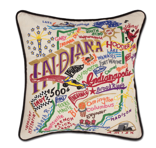 Indiana Hand - Embroidered Pillow - Veranda Cafe & Mercantile