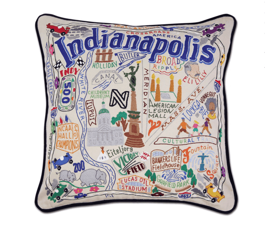 Indianapolis Hand - Embroidered Pillow - Veranda Cafe & Mercantile
