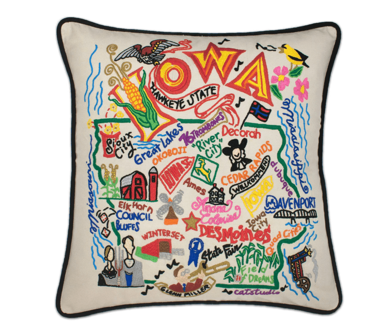 Iowa Hand - Embroidered Pillow - Veranda Cafe & Mercantile