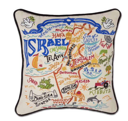 Israel Hand - Embroidered Pillow - Veranda Cafe & Mercantile